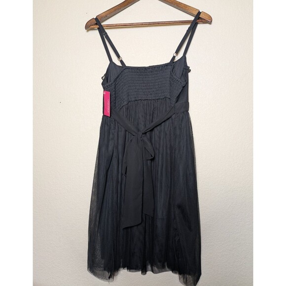 NWT Black Mesh Babydoll Midi Dress with Ruffle Trim Size Large Y2K Coquette PLL - Picture 4 of 12